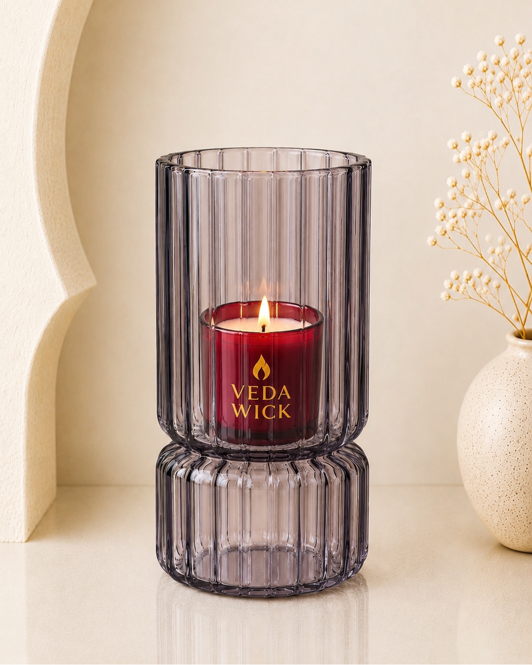 Smoky Blue Grey candle  Holder